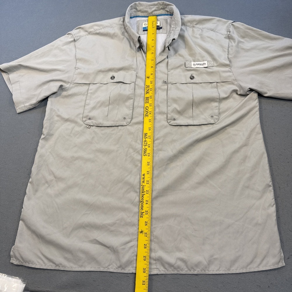 Magellan Drifit Outdoor Fish Gear Shirt Men's LRG Relaxed Fit GRAY CHECK L/S - Picture 4 of 8